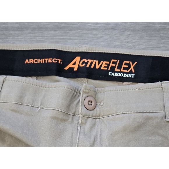 NEW Architect Active Flex Straight Leg Cargo Pants Men's 40x30 Beige Flat Front - Picture 7 of 13